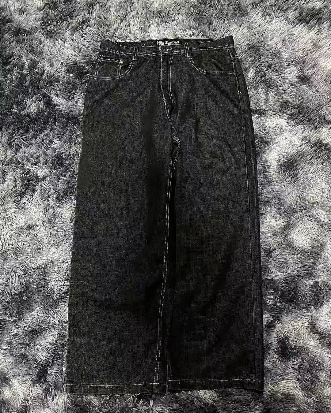 American Y2K 2025 New Baggy Wide Leg Black Jeans Overszied Women Street Casual Joker Denim Pants Couple Jeans Vintage Streetwear